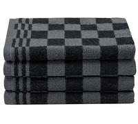 ZOLLNER Juego de 4 paños de Cocina de algodón en 50x50 cm - paños de Cocina Muy absorbentes y Resistentes - Lavables hasta 60°C - en Negros a Cuadros - Calidad hostelería - Certificado Oeko Tex