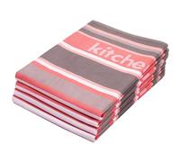ZOLLNER Juego de 4 paños de Cocina de algodón en 50x70 cm - paños de Cocina Muy absorbentes y duraderos - Lavables hasta 60°C - en Rayas Rojas - Calidad hostelería - Certificado Oeko Tex®