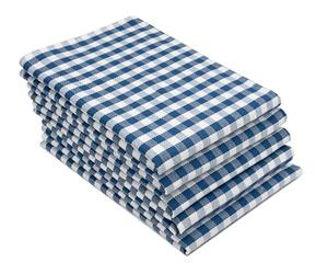 ZOLLNER Juego de 5 paños de Cocina de algodón de 50 x 70 cm - Muy absorbentes y Azul-Blanco-Chequered - Lavables a 60 °C - Calidad gastronómica, con certificación Oeko Tex®