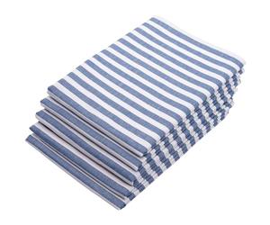 ZOLLNER Juego de 5 paños de Cocina de algodón en 50x70 cm - paños de Cocina Muy absorbentes y duraderos - Lavables hasta 60°C - en Rayas Azules - Calidad hostelería - Certificado Oeko Tex®