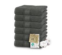 ZOLLNER Juego de 6 Toallas de 50 x 100 cm: Toallas de algodón Especialmente Suaves y absorbentes en Color Gris, con práctico Colgador, Lavables hasta 60 °C, algodón, Calidad de Hotel