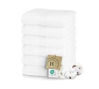 ZOLLNER Juego de 6 Toallas de 50 x 100 cm: Toallas de algodón Especialmente Suaves y absorbentes en Color Blanco, con práctico Colgador, Lavables hasta 95°C, algodón, Calidad de Hotel