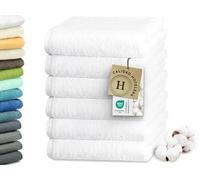 ZOLLNER Juego de 6 Toallas de 50 x 100 cm: Toallas para Invitados Especialmente Suaves y absorbentes en Color Blanco, con práctico Colgador, Lavables hasta 95 °C, de algodón, Calidad hotelera