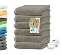 ZOLLNER Juego de 6 Toallas de 50 x 100 cm: Toallas para Invitados Especialmente Suaves y absorbentes en Color Fango, con práctico Colgador, Lavables hasta 95 °C, de algodón, Calidad hotelera