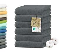 ZOLLNER Juego de 6 Toallas de 50 x 100 cm: Toallas para Invitados Especialmente Suaves y absorbentes en Color Grafito, con práctico Colgador, Lavables hasta 95 °C, de algodón, Calidad hotelera