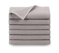 ZOLLNER Juego de 6 Toallas de 50 x 70 cm: Toallas de Rizo duraderas en Color Gris, con práctico Colgador, diseño Atemporal de Nido de Abeja, Lavables hasta 95 °C, algodón, Calidad de Hotel