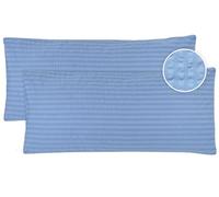 ZOLLNER Juego de Fundas de Almohada de 2 Piezas con HV20 100% algodón, 40x80 cm, Azul.