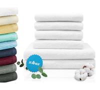 ZOLLNER Juego de Toallas de baño 6 Piezas, Blanco, 100% algodón, 400g