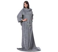 ZOLLNER Manta con Mangas: Manta para sofá Muy acogedora y cálida, Color Topo, 170 x 200 cm, con Bolsillos, Lavable a 95 °C, Calidad hotelera, certificación Oeko Tex®