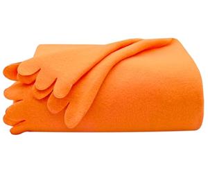 ZOLLNER Manta de Polar en 130x170 cm - Manta de vellón acogedora y Duradera - Lavable hasta 60°C - Bonitos Bordes ondulados - antiestática - poliéster - en Naranja - Certificado Oeko Tex®