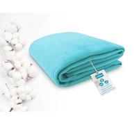 ZOLLNER Manta Grande para Cama y sofá, 150x200 cm, 60% algodón, Turquesa