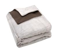 ZOLLNER Manta mullida: Manta Reversible y acogedora de 150 x 200 cm, Lavable a 30 °C, Precioso imitación de Piel sobre Forro Polar marrón, con certificación Oeko Tex®