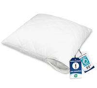ZOLLNER Protector de Almohada Acolchado en 80x80 cm - Funda Protectora Transpirable con Cremallera - Mezcla de algodón - Lavable hasta 95°C - Calidad hotelera - Certificado Oeko Tex®