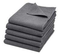 ZOLLNER Set de 5 paños de Cocina, Microfibra, 40x70 cm, Waffle, Gris