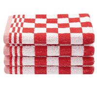 ZOLLNER Set de Toallas de Felpa 4 Piezas 100% algodón, 50x50 cm, Rojo.