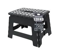 ZOLLNER Taburete Plegable Multiusos portátil, 22 cm Altura, hasta 120 kg, Negro