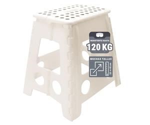 ZOLLNER Taburete Plegable Multiusos portátil, 39 cm Altura, hasta 120 kg, Blanco