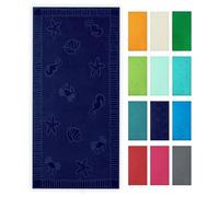 ZOLLNER Toalla de Playa Grande, 100x200 cm, 100% algodón, azúl Marino