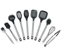 ZOLLNER24 10 utensilios de cocina de silicona y acero, antiadherentes