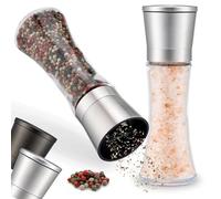 ZOLMER® 2 Set Molinillo Pimienta con mecanismo regulable de cerámica - Elegante molinillo especias de acero inoxidable - Molinillo sal y pimienta También para guindillas [sin especias incluidas]