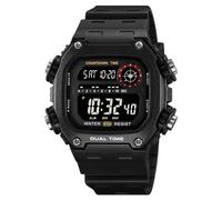 zolohoni Reloj digital para hombre y mujer, resistente al agua, reloj de doble hora con fecha, alarma, cronógrafo, reloj deportivo para adolescentes y niños, Todo negro