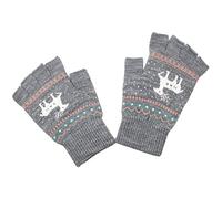 Zolunu Guantes unisex de invierno con medio dedo, guantes cálidos y elásticos de punto para pantalla táctil, gris, Talla única