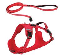 Zolux - Arnés de clip y Go para perro con correa de 2 m, talla M, color rojo, 15 - 30 kg, cierre magnético ultra rápido y seguro, bandas reflectantes, hebillas laterales - tejido transpirable