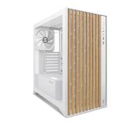 Zolyd Dynaria - Caja ATX con Panel Frontal de Madera, Cristal Templado, Ventilación Optimizada, 3 Ventiladores incluidos, Compatible con Refrigeración Líquida hasta 390mm, USB 3.0, Color Blanco