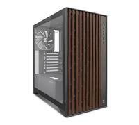 Zolyd Dynaria - Caja ATX con Panel Frontal de Madera, Cristal Templado, Ventilación Optimizada, 3 Ventiladores incluidos, Compatible con Refrigeración Líquida hasta 390mm, USB 3.0, Color Negro