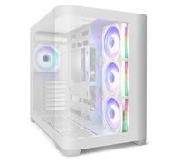 Zolyd Krytera - Caja Gaming ATX, Ventana Lateral y Frontal Curvo Cristal Templado, Semitorre PC Doble Cámara, 4 Ventiladores ARGB de Espejo Infinito incluidos, Espacio Interno Optimizado, Blanco