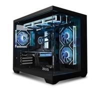 Zolyd Pulsar Caja PC Gaming Micro-ATX ARGB, Doble Cristal Templado Frameless, Cámara Dual, 3 Ventiladores ARGB Incluidos con Hub, Soporte Refrigeración Líquida 360mm, USB-C, Negro
