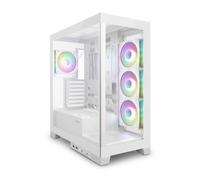 Zolyd Vexora - Caja Gaming ATX, Ventana Lateral y Frontal Panorámica de Cristal Templado, 4 Ventiladores ARGB de Espejo Infinito, Refrigeración Líquida hasta 425mm, Espacio Interno Optimizado, Blanco