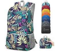 ZOMAKE 35L Mochila Plegable Ligera,Mochilas de Senderismo Pequeña Mochila Para Hombre Mujer Viaje Trekking Deporte(patrón de hojas)
