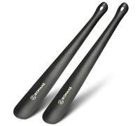 ZOMAKE Calzador Acero Inoxidable 2 Piezas,Calzadores Metalico 42 cm Calzador Mango Largo para Hombre Mujere Personas Mayores Grande Calzador para Botas(2 Piezas Negras B)