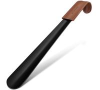 ZOMAKE Calzador de Acero Inoxidable Largo 42CM - Metalico Calzadores Largos Mango de Cuero Para Mujeres Embarazadas y Personas de La Tercera Edad(Negro-PL)