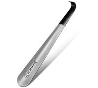 ZOMAKE Calzador de Metal Largo 42cm,Calzador de Acero Inoxidable Calzador de Zapatos Largos con Funda de Goma para Mayores Mujer Embarazada(1 Pieza Plateada)