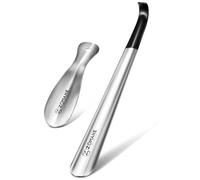 ZOMAKE Calzador de Zapatos 2Piezas,42cm Largo Metalico Calzadores largos para Personas Mayores con Mango - 19cm Acero Inoxidable Shoe Horn Fácil de Utilizar(2 Piezas Plateadas)