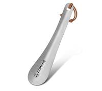 ZOMAKE Calzador de Zapatos Corto - Calzador de Acero Inoxidable para Personas Mayores con Colgante Agujero,18.5cm Metalico Calzadores Fácil de Utilizar(1 Pieza Plateada)