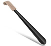 ZOMAKE Calzador Largo Metal,42cm Calzador De Acero Inoxidable Largo,Calzador Largo De Metal Con Mango De Cuero,Calzador Extra Largo Para Ancianos Y Niños(1 Pieza Negra C)