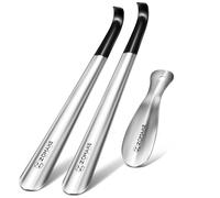ZOMAKE Calzador Metal 3 Piezas - 42 cm Calzadores Largo Acero Inoxidable Calzador de Zapatos para Personas Mayores,19 cm Corto Metalico Calzador Pequeño de Viaje(3 Piezas Plateadas B)