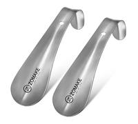 ZOMAKE Calzador Metalico Corto 2pcs - Calzador Zapatos Metalico Con Gancho de 15 cm,Para Mujeres Embarazadas Ancianos Y Niños(2 Piezas Plateadas)