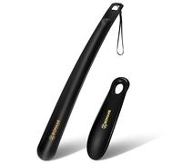 ZOMAKE Calzadores de Plastico,Calzador de Zapatos Largo Plástico 41 cm 19 cm,Cuerno de Zapatos Viaje para Mujeres Embarazadas Ancianos y Niños con Cordón y Gancho(2 Unidades)