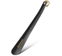 ZOMAKE Calzadores Largo Acero Inoxidable,Calzador de Zapatos Mango Largos 30CM Calzador Metal para Hombre Mujere Personas Mayores Calzadoras Metalicos para Botas Con Cuerda de Cuero(1 Pieza Negra B)