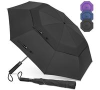 ZOMAKE Compacto Paraguas Golf 62 Pulgadas,Paraguas Plegable Grande Resistente con Doble Toldo Venteado Impermeable,Umbrella Antiviento Automatico para Hombre Mujer(Negro-Doble pliegue)