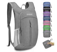 ZOMAKE Mochila Plegable Ligera,Backpack Senderismo Pequeña 10L(Gris) | Nylon,Anti-desgarro,Resistencia al Agua,Compacto Bag,Cabe en Maleta o Bolsa,Deporte Senderismo Salidas Viajes,Hombre Mujer
