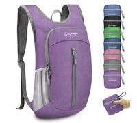 ZOMAKE Mochila Plegable Ligera,Backpack Senderismo Pequeña 10L(Lila Claro) | Nylon,Anti-desgarro,Resistencia al Agua,Compacto Bag,Cabe en Maleta o Bolsa,Deporte Senderismo Salidas Viajes,Hombre Mujer