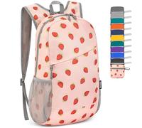 ZOMAKE Mochila Senderismo Montaña Plegable Ligera 20 L Pequeñas para Hombre Mujer,Mochilas Compacta para Viajar(Estampado de Fresa)