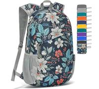 ZOMAKE Mochila Senderismo Montaña Plegable Ligera 20 L Pequeñas para Hombre Mujer,Mochilas Compacta para Viajar(Azul Rey con Estampado)