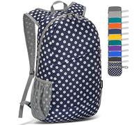ZOMAKE Mochila Senderismo Montaña Plegable Ligera 20 L Pequeñas para Hombre Mujer,Mochilas Compacta para Viajar(Azul con Lunares Blancos)