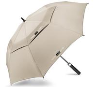 ZOMAKE Paraguas de golf grande resistente al viento,resistente al viento,62 pulgadas paraguas de golf grande,doble toldo ventilado para hombres(Color Crema)